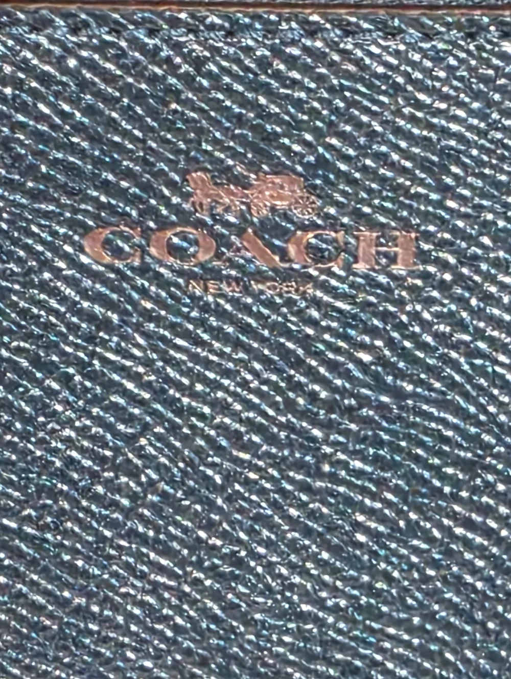 Coach Metallic Teal Zip Wristlet 6x4 New